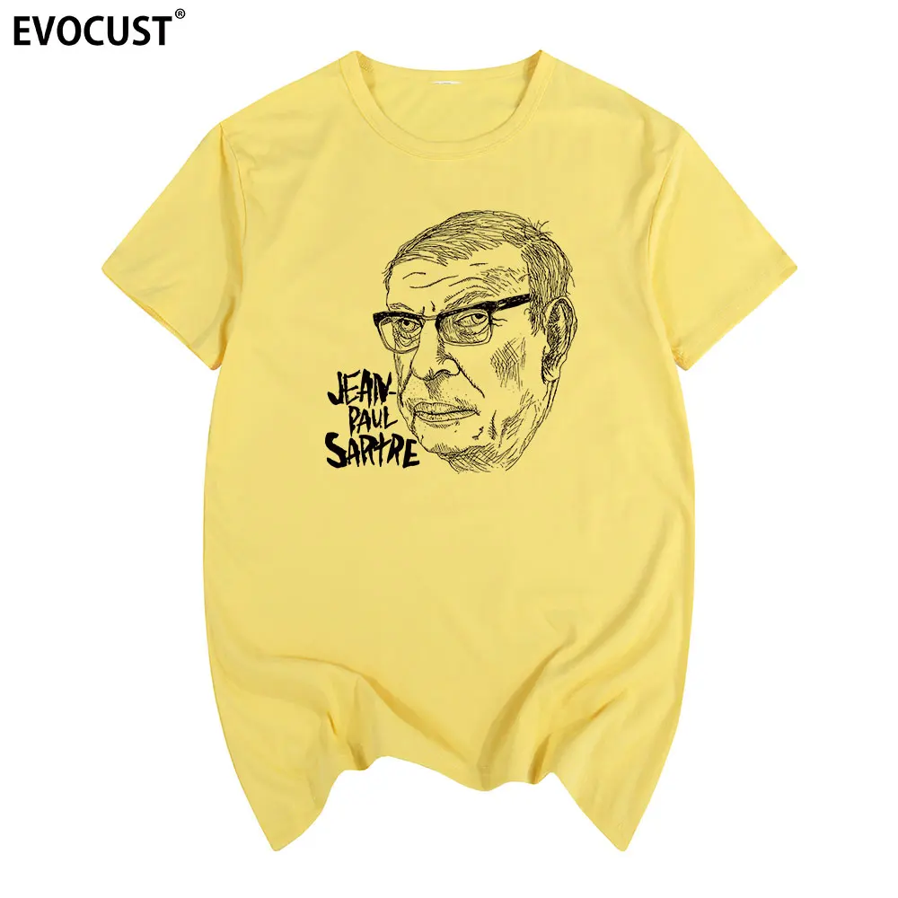 Jean Paul Sartre футболка с коротким рукавом летняя хлопковая Футболка принтом для