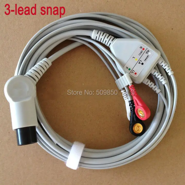 

Goldway Mindray PM7000 PM8000 PM9000 MEC1000 MEC2000 6 pins one-piece 3 lead ecg cable snap on terminal