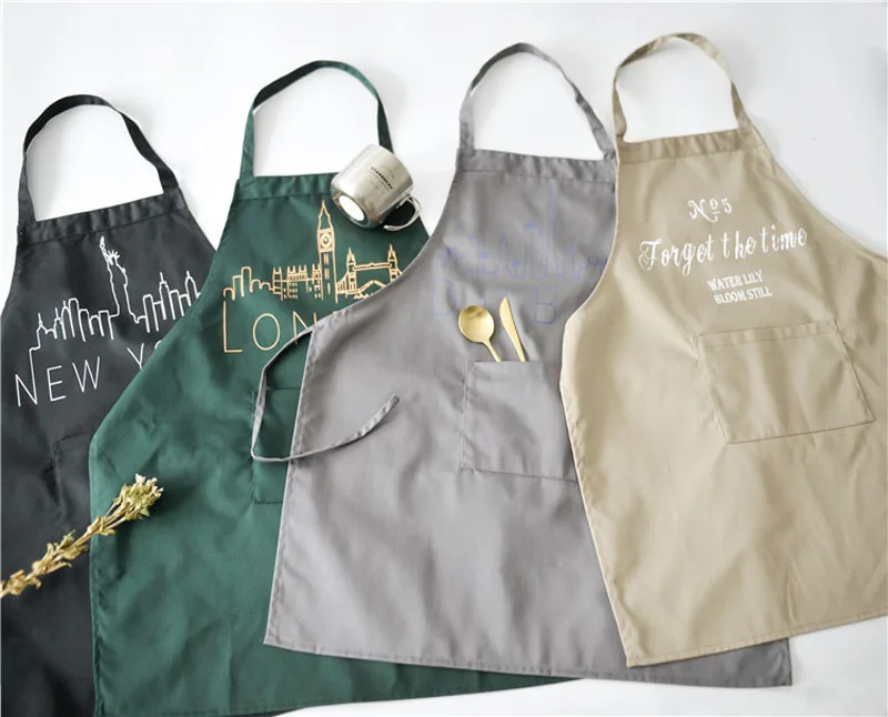 Men Women Apron Kitchen Cooking Baking Waterproof Oil-proof Apron Painting Work Clothes Hotel Coffee Shop Aprons Lengthen (7)