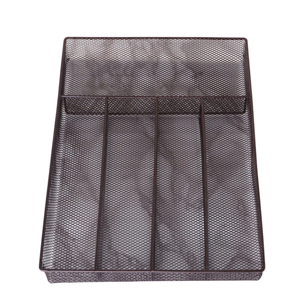 

Cutlery Tray 5 Grids Table Iron Art Spoon Organizer Storage Home Holders Multifunctional Flat Drawer Drain Shelf Kitchen