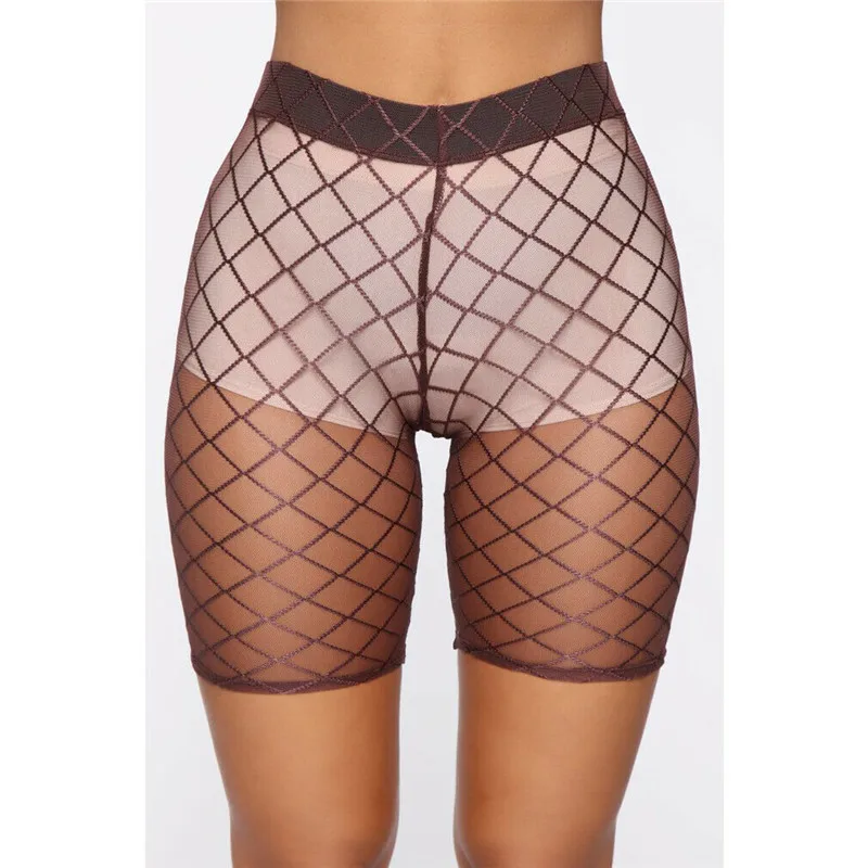 Women's Half Beach Bottoms New Sexy Fishnet Soild Color Swimming Shorts Female Summer See-through High Waisted Swim Briefs Hot