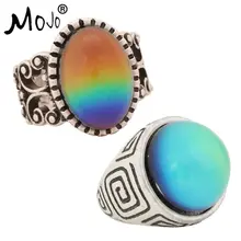 2 uds anillo Vintage conjunto de anillos en los dedos anillo de humor que cambia el Color anillos de boda de fuerza para Mujeres Hombres joyería 003-044