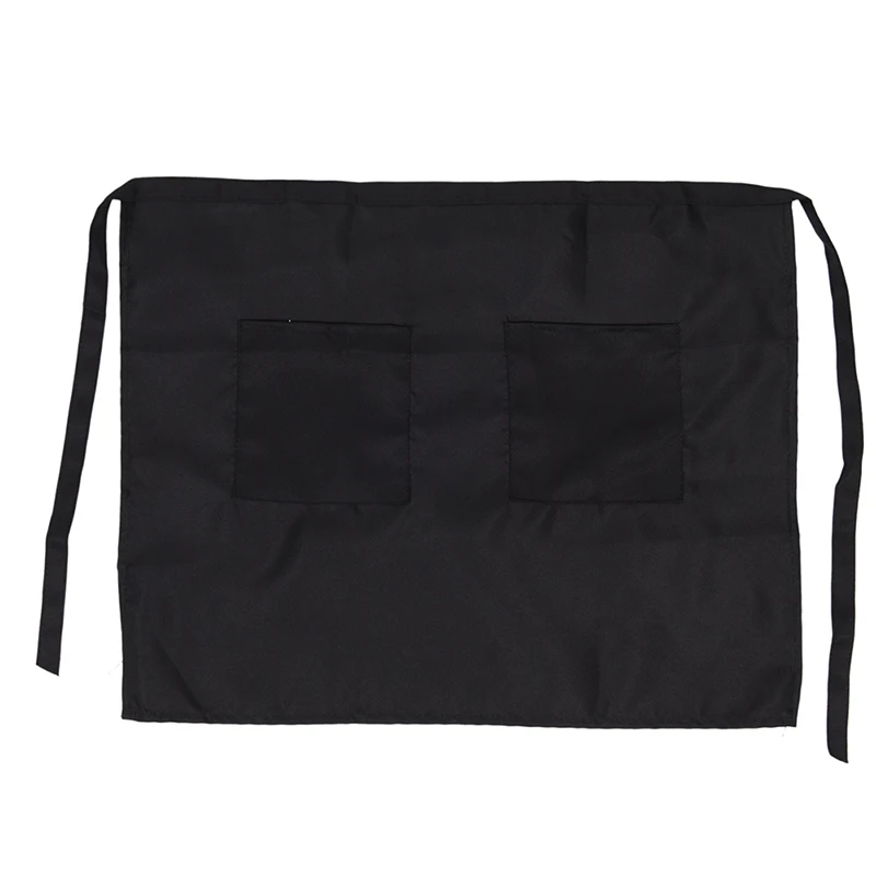 

Hot Sale Waiter Waitress Pocket Short Half Size Waist Apron Kitchen Pub Bar Restaurant Cotton Bow Short Half Waist Apron