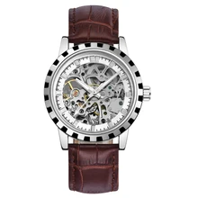 2016 brand Luxury Sport men s Automatic Skeleton Mechanical Military Watch Men Silver full Steel Band