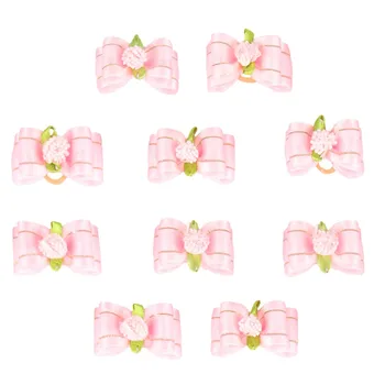 

10pcs/lot Dogs Hair Bows Cute Pink Ribbon Bow with Rubber Band Flower Bowknots for Pets Dog Hair Accessories Wholesale Support