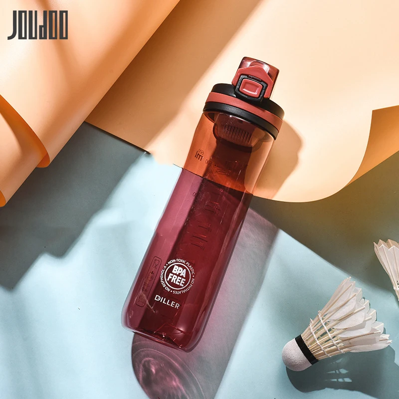 

JOUDOO 500ml/600ml Sport Portable Water Bottle Solid Transparent Tritan Plastic Hand Cup Student Travel Drinkware BPA Free 35