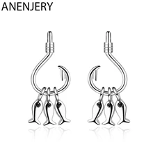 Anenjery Ins, милые серьги в виде рыбки и рыбки с кисточками, 925 пробы серебряные серьги для женщин, подарок для девушек, S-E898