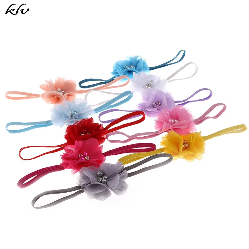 

10Pcs Cute Baby Kids Girls Flower Pearl Hair Band Rhinestone Headband Headdress Lovely Baby Accessories