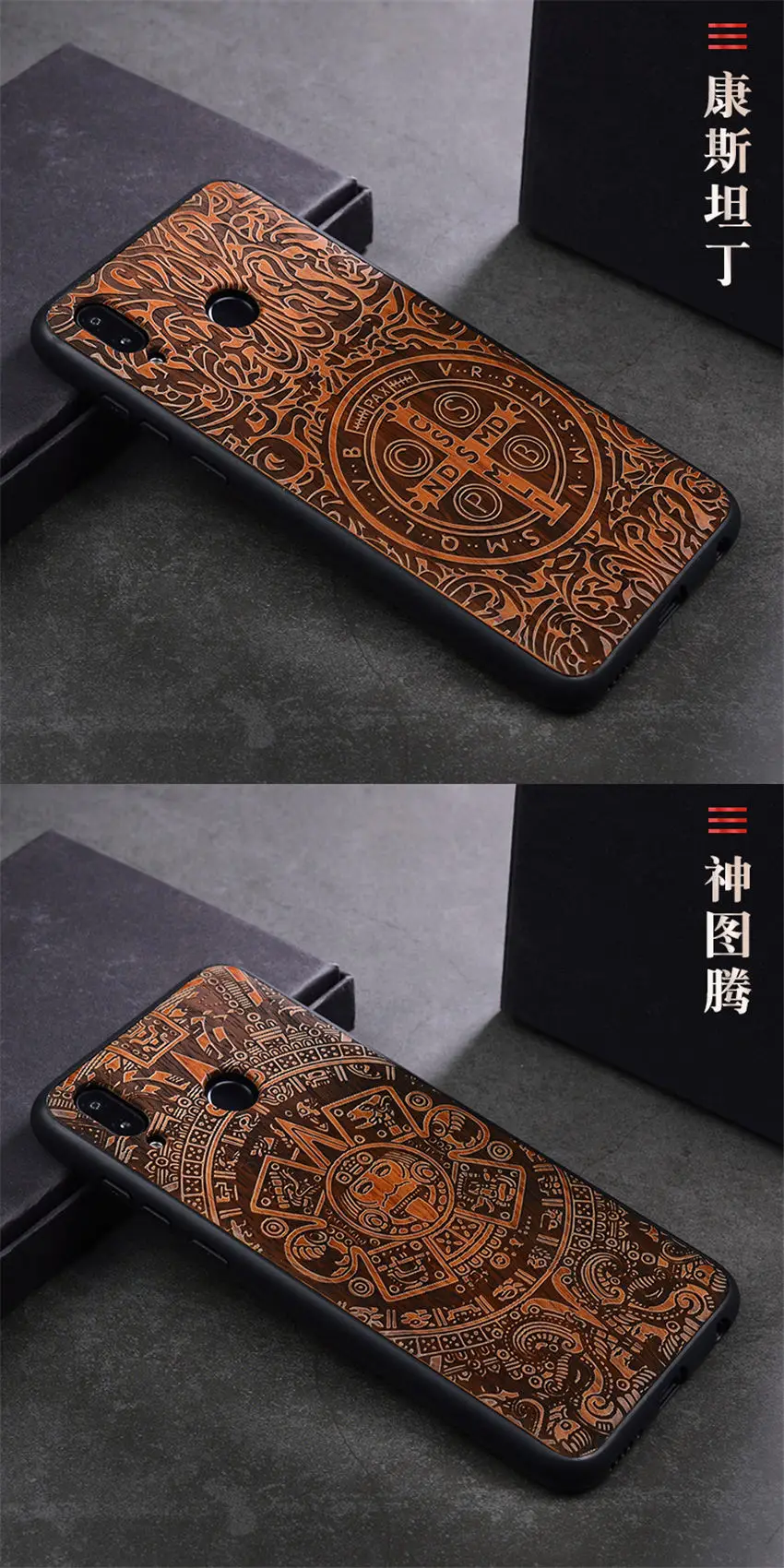 For Huawei Honor Play Case Boogic Original Real Wood funda Rosewood TPU Shockproof Back Cover Phone Shell Honor Play Case 6 (10)