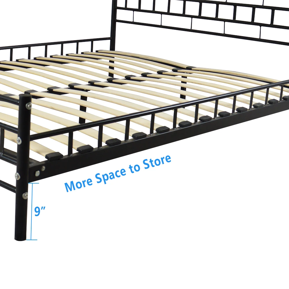 Queen Size Bed Frame Wooden Bed Slat and Metal Iron Unique Bed Frame L210 * W160 * H76.2CM Queen Size Bed Frame Wooden Bed Slat and Metal Iron Unique Bed Frame L210 * W160 * H76.2CM