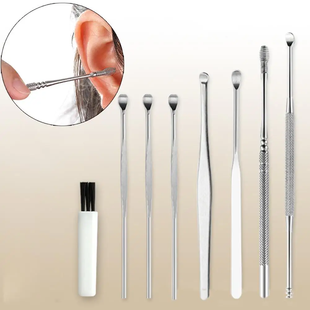 Hot 8Pcs/Set Stainless Steel Ear Tool kit Ear Wax Pickers Removal