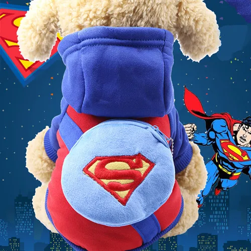 Новинка, теплые толстовки с капюшоном на четыре ноги, одежда для собак, милый мультяшный костюм для собак, осенняя и зимняя одежда, щенок, чихуахуа, Йорк - Цвет: Superman
