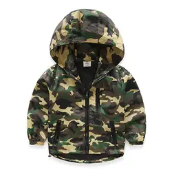 Импортные товары 2018 г. Весна-осень новый для маленьких мальчиков камуфляжная куртка детская военная форма пальто с капюшоном детская