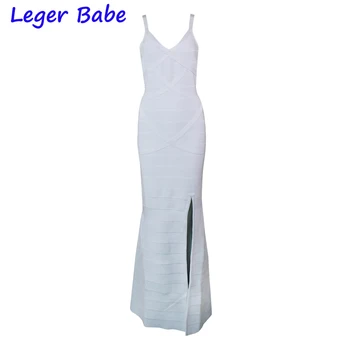 

Women Sexy Long Bandage Dress Summer Spaghetti Strap Split Ankle-Length Vestidos Club Bodycon Backles Halloween Party Dresses