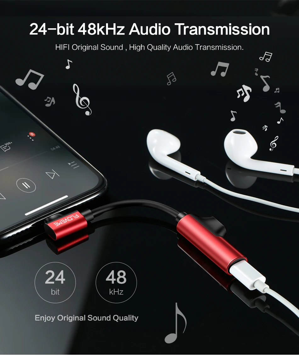 FLOVEME 2 в 1 Зарядка аудио адаптер для iPhone X 7 8 plus наушники зарядное устройство кабель сплиттер адаптеры для IOS конвертер
