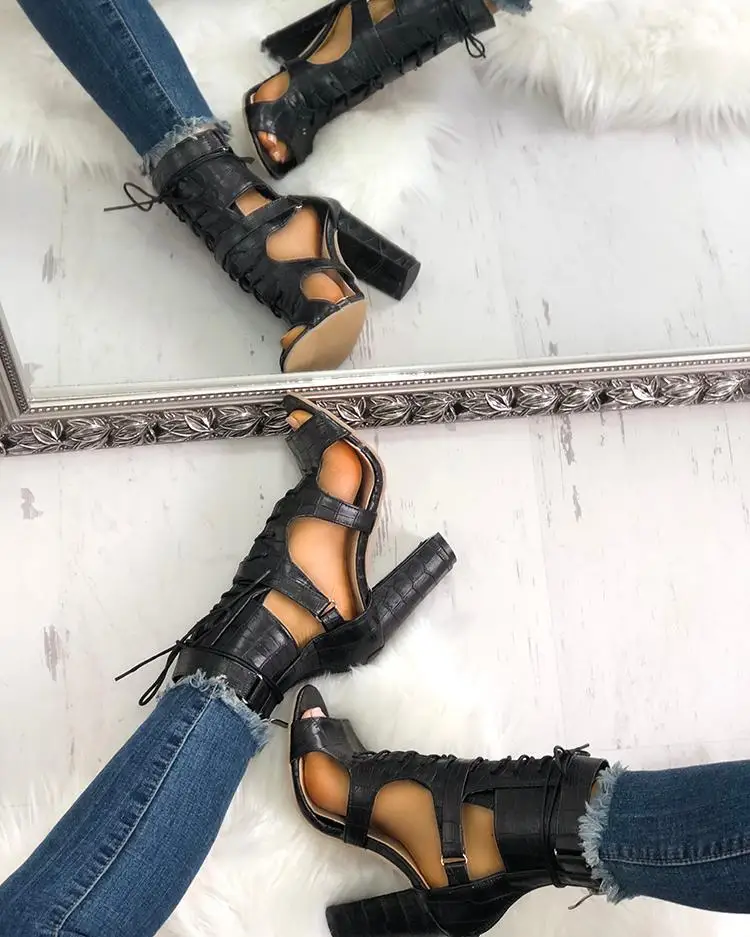 Новые летние женские босоножки на высоком квадратном каблуке сандалии с широко открытым носком 8 см женские открытые туфли-лодочки с перекрестной шнуровкой