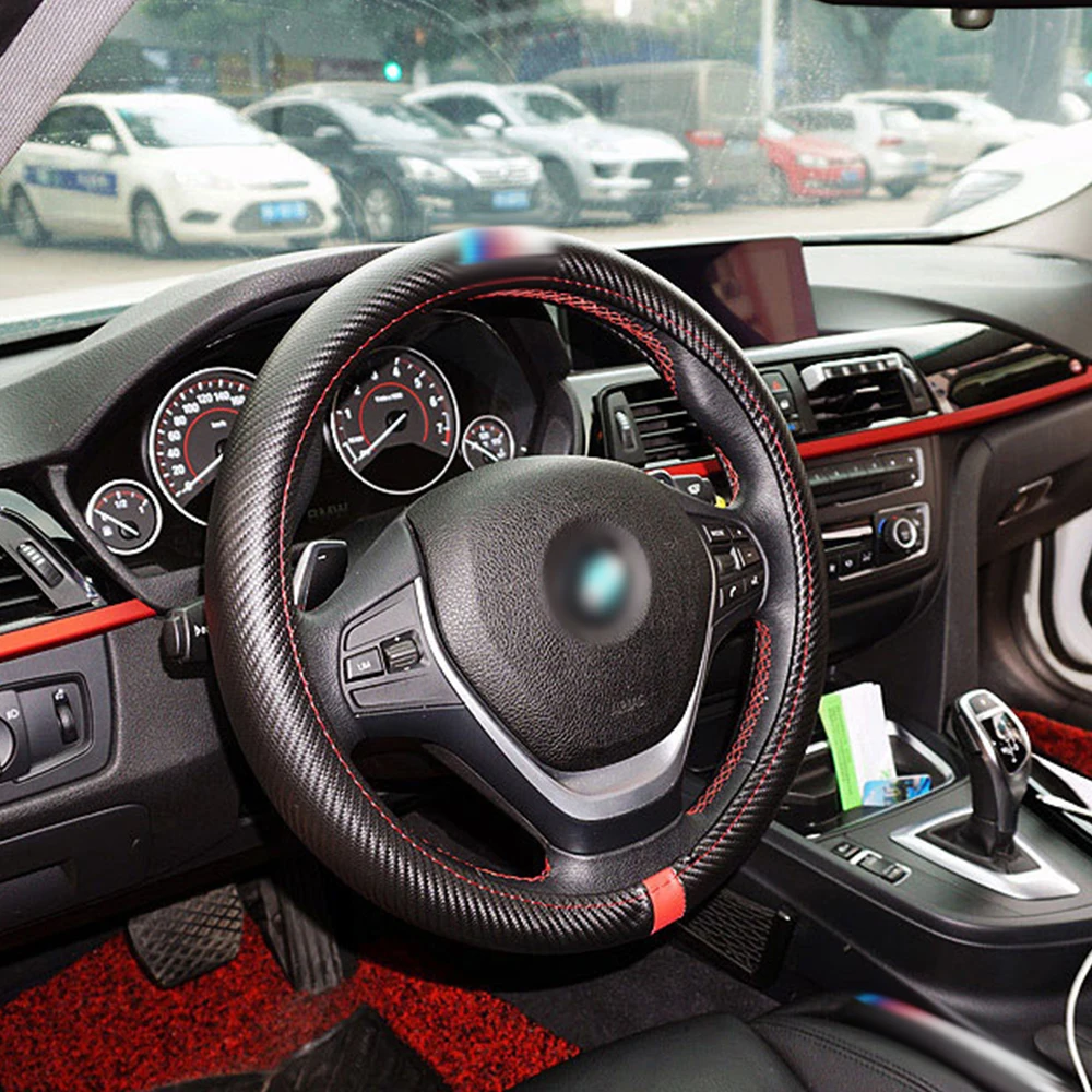 

Carbon Fiber Car Steering Wheel Cover For BMW F10 F20 F30 E90 E91 E92 E93 E82 E81 E87 E88 E34 E60 E61 E84 E70 X1 X5