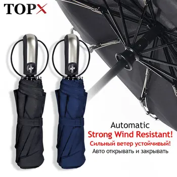 

Wind Resistant Fully-Automatic Umbrella Rain Women For Men 3Folding Gift Large Parasol 10K Compact Travel Business Car Umbrellas