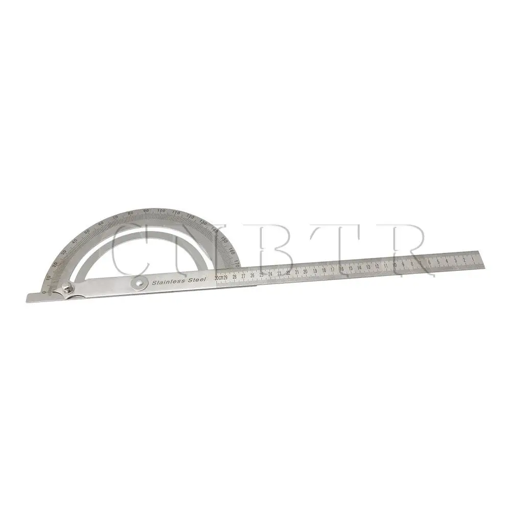 

CNBTR Stainless Steel 180 Degree Simple Rotary Protractor with 0-30cm Gauge Ruler Angle Determine Measuring