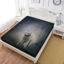 Animal Bed Sheets Wolf Sheep Print Fitted Sheet Soft Bedclothes Mattress Cover Elastic Band King Queen