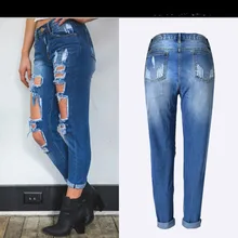 Рваные Джинсы бойфренда сексуальные женские повседневные джинсовые брюки летние джинсовые брюки для девочек уличная одежда