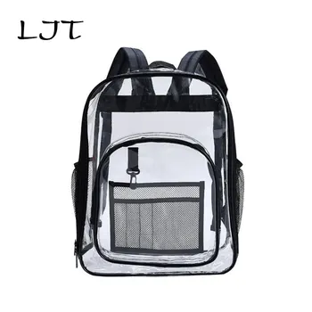 

LJT Pvc Transparent Backpack Large Capacity Simple Waterproof Student School Bag Women PVC Backpack for Teenage Girls Mochila