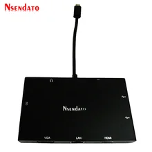 Тип C 8 в 1 адаптер USB3.0 HDMI VGA концентратор Gigabit Ethernet RJ45 3,5 мм аудио адаптер конвертер для Mac ноутбук проектор SD U диск