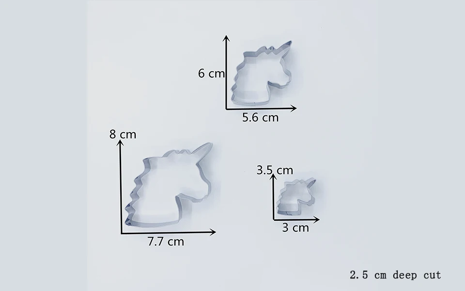 KENIAO Голова единорога- 3 предметов Резак для печенья- Печенье / Помадка / Кондитерские изделия / Хлеборезки- Нержавеющая сталь