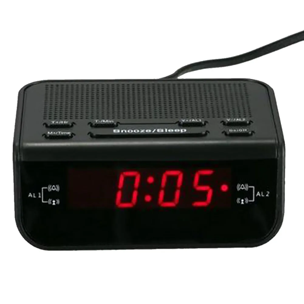 

LED Display Dual Buzzer Snooze Sleep FM Modern Design Radio Alarm Clock Digital Compact