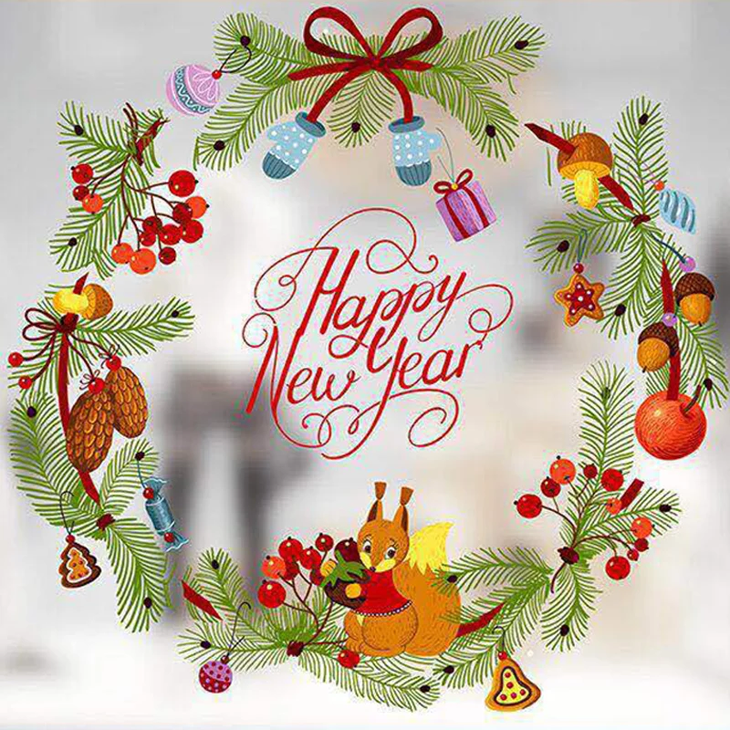 2019 Christmas Wall Stickers Window Glass Festival Decals Santa Murals New Year Christmas Decorations for Home