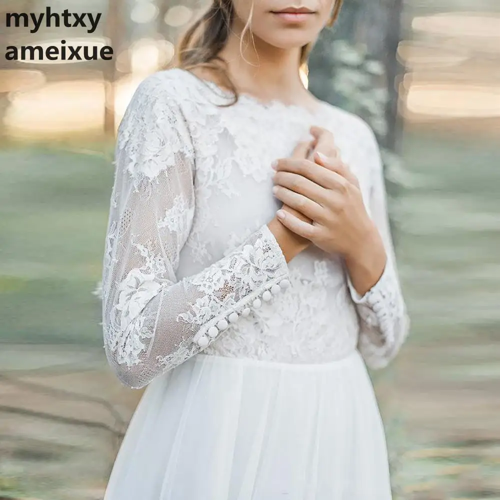 Женское свадебное платье It's yiiya белое элегантное с длинными рукавами кружевным