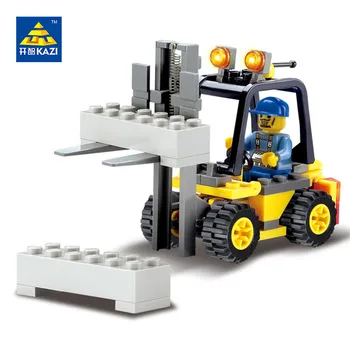 

70Pcs KAZI 8041 Ctiy Engineer Forklift Truck Figure Blocks Construction Building Bricks Toys For Children