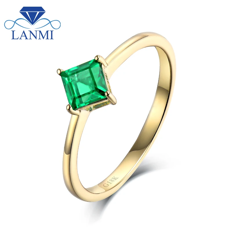 Simple Design Natural Colombia Emerald Ring without Diamond for Student Fine Jewelry Gift