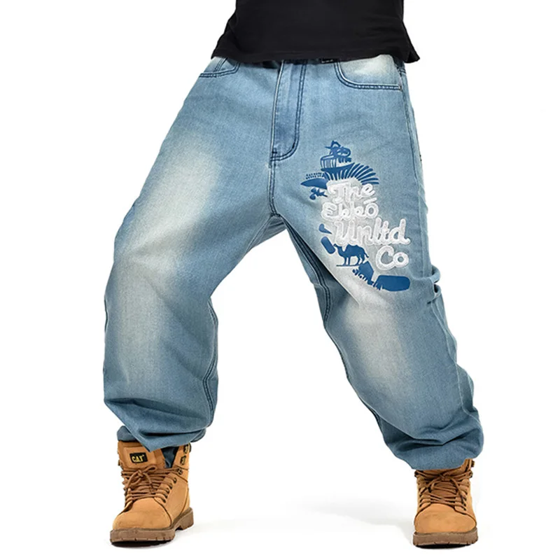 46 Hip Lâche Broderie Cholyl Jeans Picture Denim Bleu Lavage 2018 Hiphop Jean Qualité 30 Hip Hommes Taille Hop Conception hop Baggy 1ZPqHw