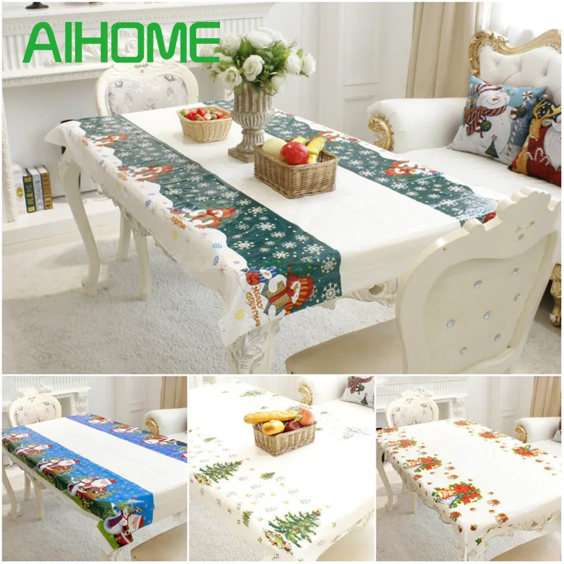 

Christmas Disposable Tablecloth Festive Rectangle Oblong Table Cloth Xmas Tableware Dining Kitchen Table Cover 110cm By 180cm