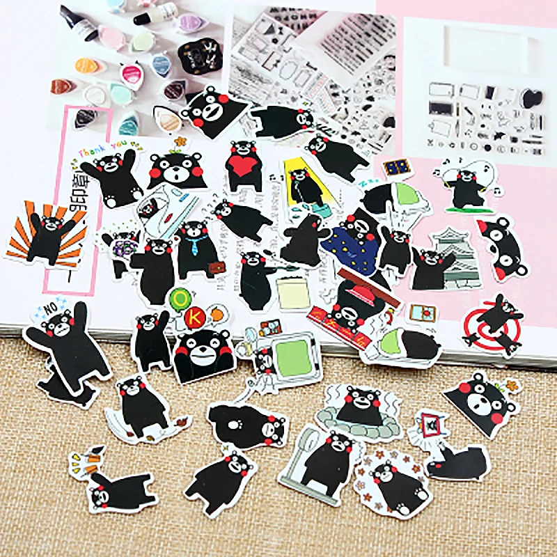

1pcs Kawaii Stationery Stickers cute Kumamon pattern scrapbooking Posted It planner School Student memo