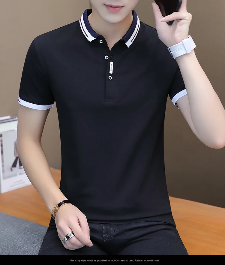 BROWON 2021 summer casual polo shirt men short sleeve turn down collar slim fit sold color polo shirt for men plus size