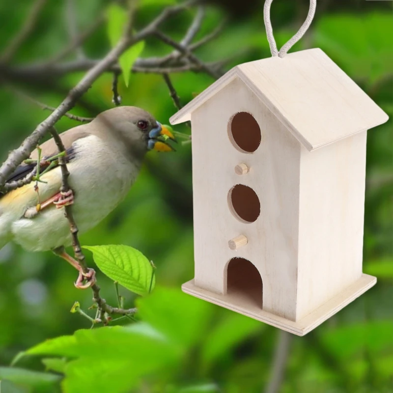 Wooden Garden Decoration font b Supplies b font Outdoor Feeding Hanging Nest House Bird Feeder