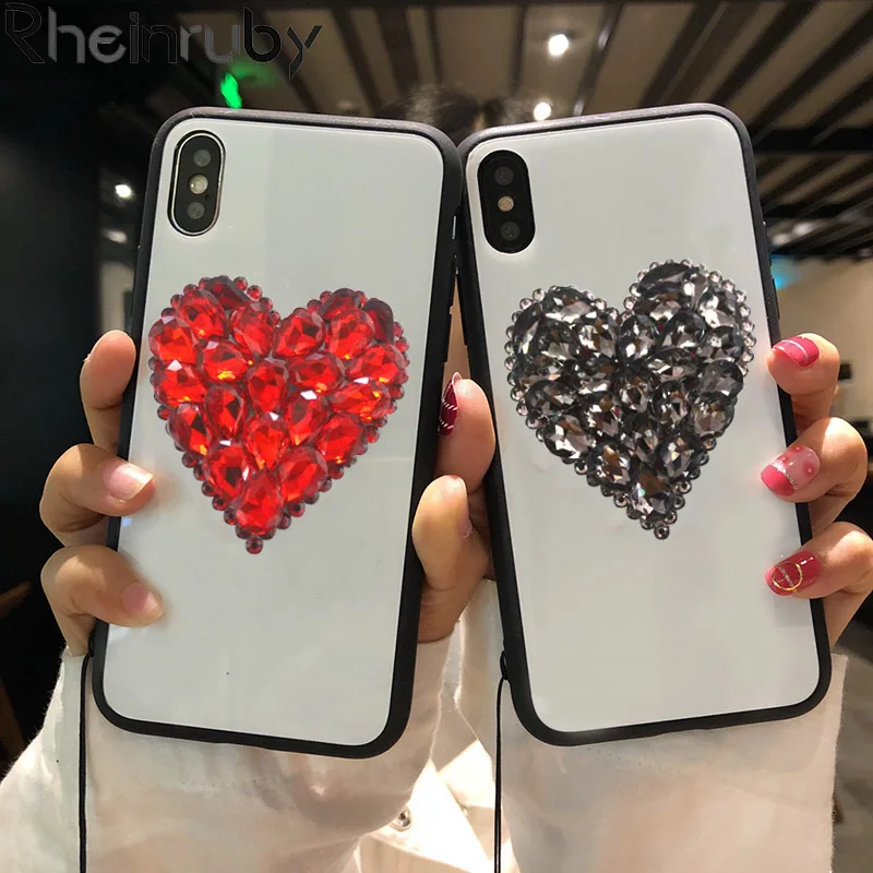 

Rheinruby Bling Diamond Crystal Glass Case For Samsung Galaxy S10 S10 Plus S8 S9 Plus Note 9 8 J730 M10 M20 A9 2018 Cover Capa