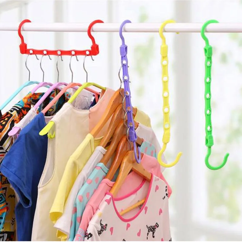 

1 PC Creative 5 Holes Wardrobe Hanger Storage Plastic Clothes Hanging Hook Multifunction Hanger Organizer Wardrobe Space Save