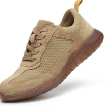 Мужские рабочие защитные ботинки со стальным носком г. брендовая мягкая легкая стальная мужская обувь на среднем каблуке, ударостойкая мягкая мужская обувь, большие размеры 36-46