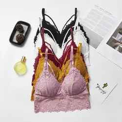 Модные женские туфли Бесшовный Бюстгальтер выдалбливают Bralette Беспроводной груди проложенные бюстгальтеры кружевной бюстгальтер