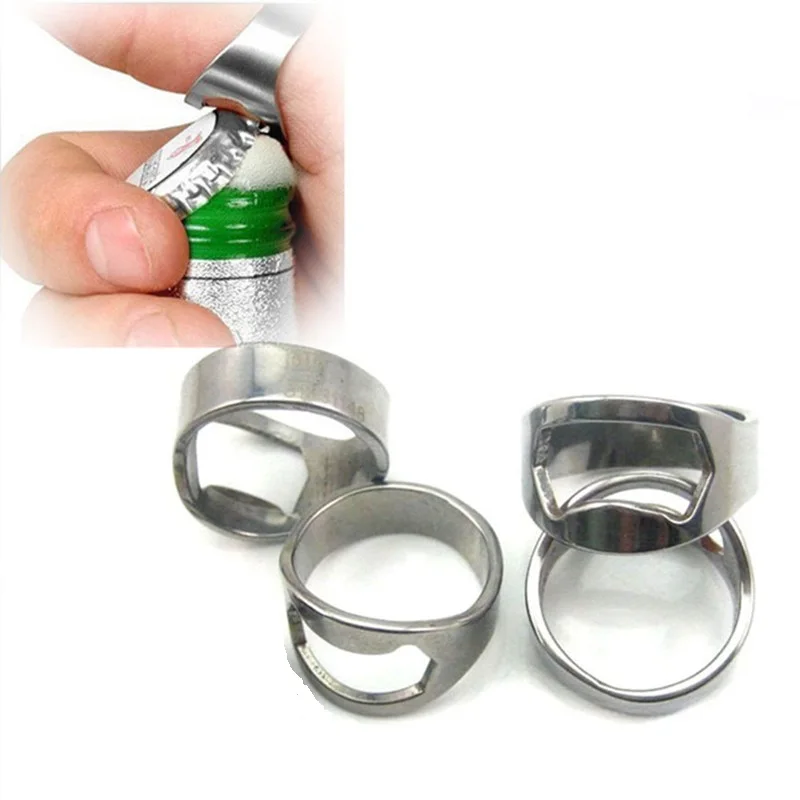 

5 pcs Creative Stainless Steel Beer Openers Finger Ring Ring-Shape Beer Bottle Opener Bar Tools For Kitchen