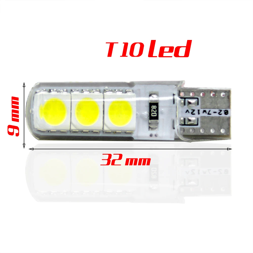 10 шт. светодиодный W5W T10 сигнальные лампы 194 5050 W5W COB 6SMD парковочная лампа авто клинообразный габаритный светильник CANBUS яркий белый лицензионный светильник