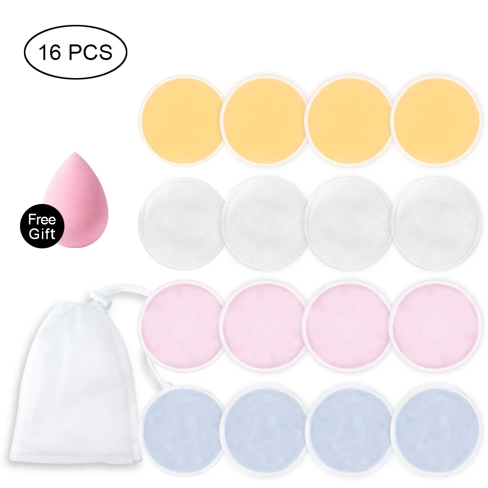 

Microfiber Makeup Remover Reusable Cotton Pads Washable Cleansing Cotton Bamboo Make Up Face & Skin Care With Mesh Laundry Bag