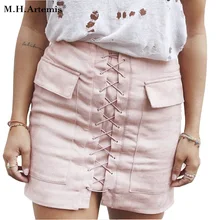 M H Artemis Boho Chic women 90 s Vintage pocket preppy short skirt high waist casual