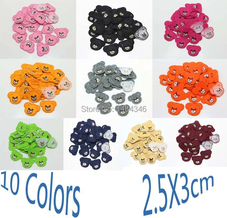

100Pcs/Lot NEW Lovely bearIron On Embroidered Patch For Cloth Cartoon Badge Garment Appliques DIY Accessory