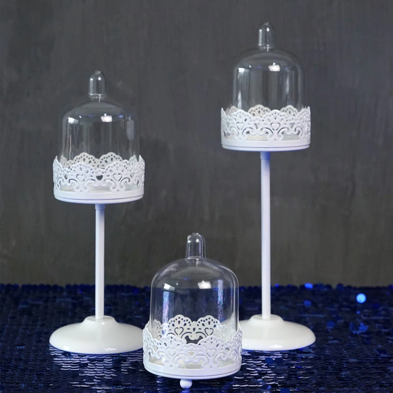 

SWEETGO Mini Cupcake stand cake display tool with PC dome cap bakeware tools for cake home party decoration white candle holder