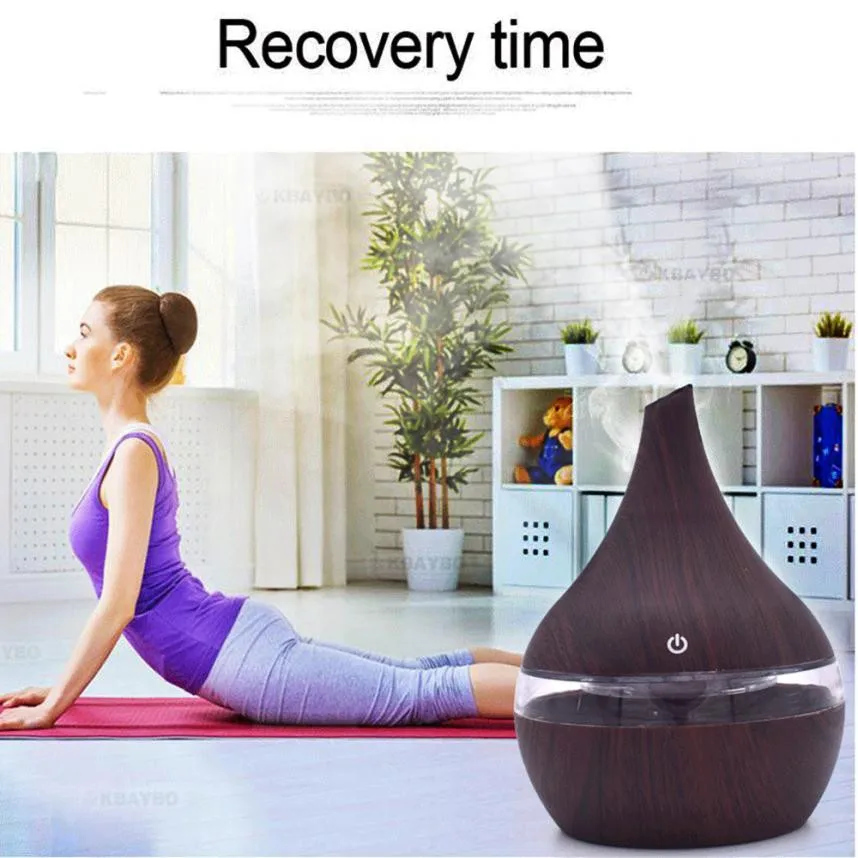 

300ml Aroma Essential Oil Diffuser Ultrasonic Air Humidifier Wood Grain Electric LED Lights Aroma Diffuser Home Yoga6.5 +5$