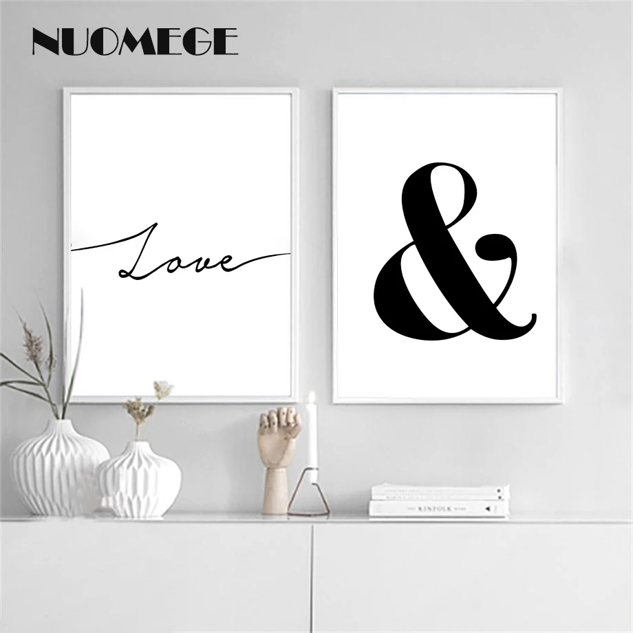 

NUOMEGE Love Imagine Letter Nordic Wall Art Canvas Painting Posters And Prints Black White Wall Pictures For Living Room Decor